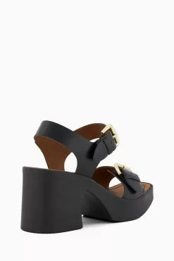 Dune London Jenies Black Buckle Platform Sandals -Style Sole Zone M88600s3