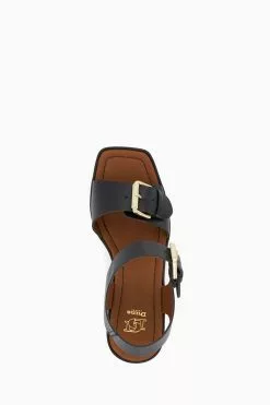 Dune London Jenies Black Buckle Platform Sandals -Style Sole Zone M88600s4