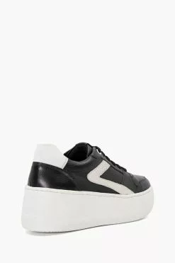 Dune London Essential Flick Detail Black Flatform Trainers -Style Sole Zone M91353s3