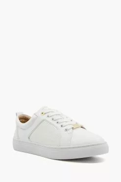 Dune London White Estee Mixed-Material Trainers -Style Sole Zone M98232s2