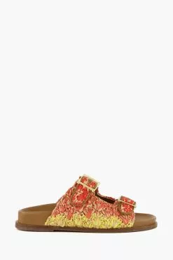 Dune London Orange Lolitas Raffia Buckle Sandals