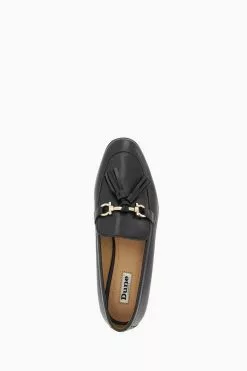 Dune London Giada Tassel Bar Trim Black Loafers 9 Dune London Giada Tassel Bar Trim Black Loafers -Style Sole Zone N06662s4