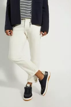 Dune London Blue Timon Mix Material Court Trainers