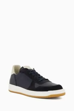 Dune London Blue Timon Mix Material Court Trainers -Style Sole Zone N06664s3