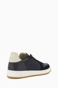 Dune London Blue Timon Mix Material Court Trainers -Style Sole Zone N06664s4