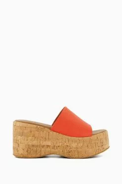 Dune London Orange Kion Cork Flatform Wedges