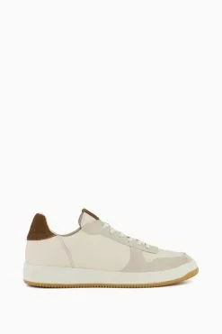 Dune London Timon Mix Material Court White Trainers