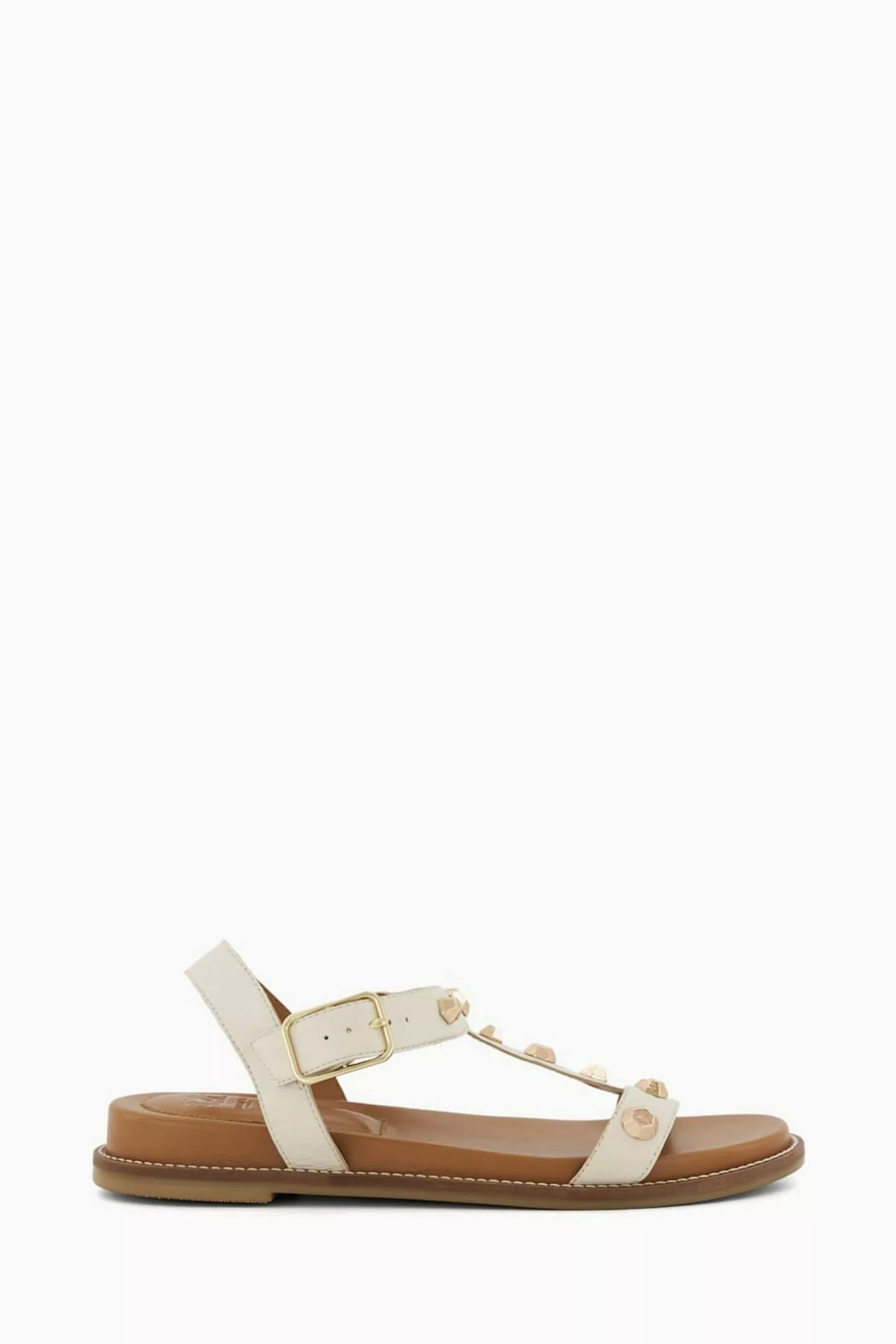 Dune London Cream Laurels Studded T Bar Sandals 4 Dune London Cream Laurels Studded T Bar Sandals - Image 2