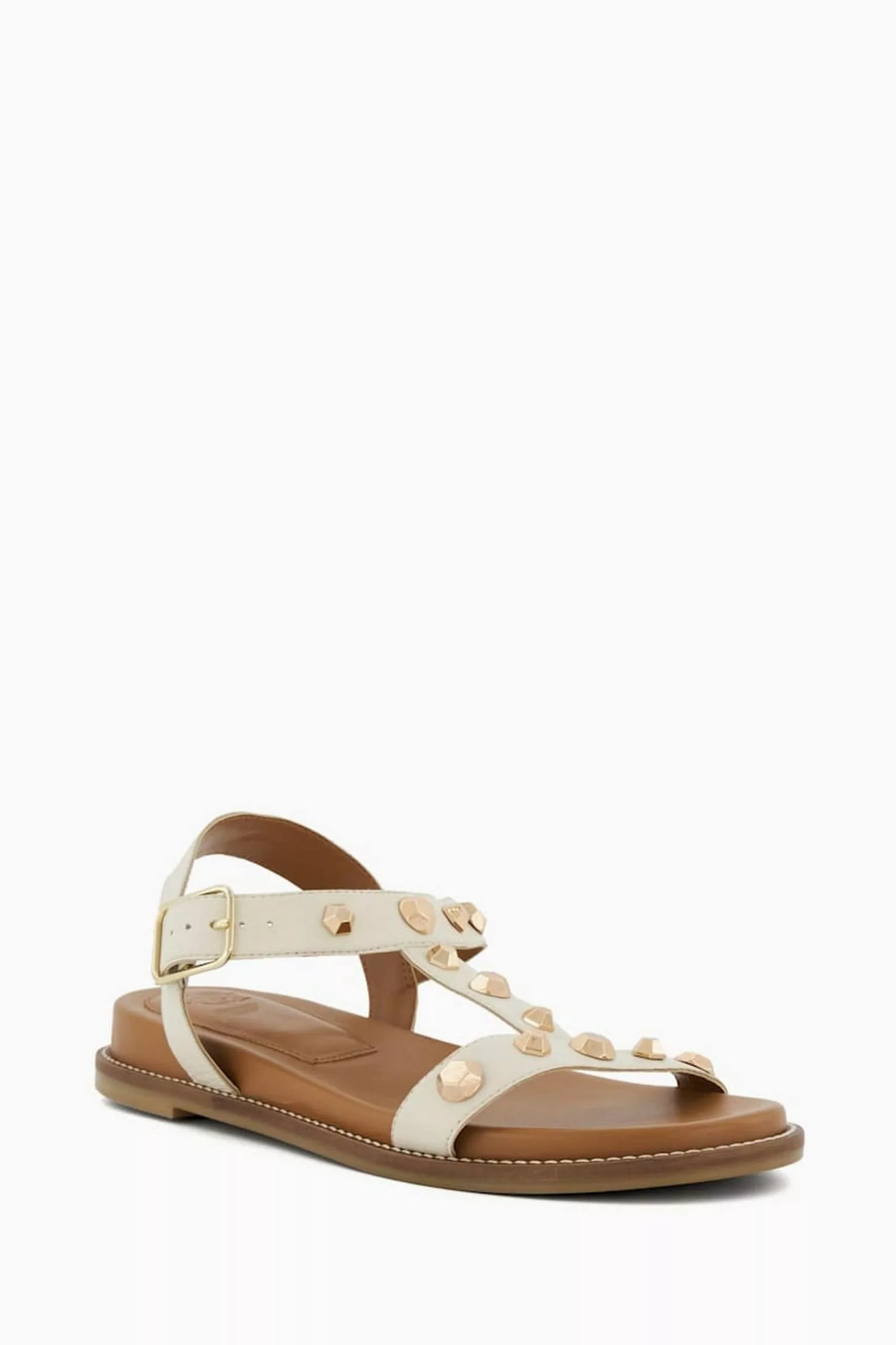Dune London Cream Laurels Studded T Bar Sandals 5 Dune London Cream Laurels Studded T Bar Sandals - Image 3