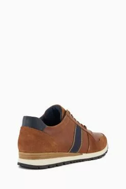 Dune London Treck Stripe Webbing Runner Brown Trainers -Style Sole Zone N42414s3