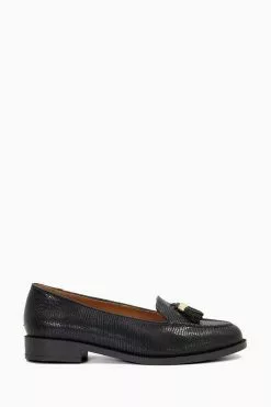 Dune London Wf Global Almond Tassel Black Loafers