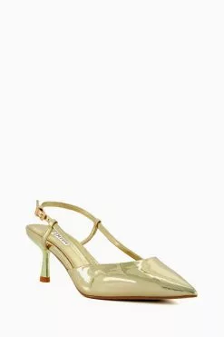 Dune London Gold Classify Clean Slingback Courts -Style Sole Zone N42443s2