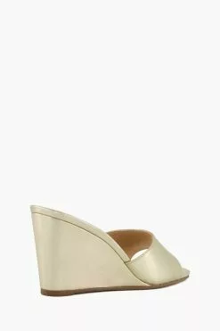 Dune London Gold Motel Square Toe Wedge Mules -Style Sole Zone N42448s3