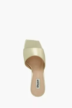 Dune London Gold Motel Square Toe Wedge Mules -Style Sole Zone N42448s4