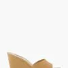 Dune London Natural Motel Square Toe Wedge Mules -Style Sole Zone N42449s