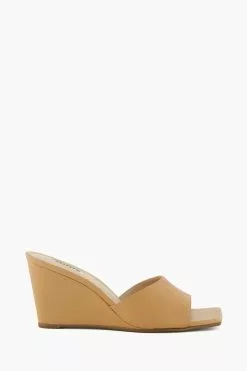 Dune London Natural Motel Square Toe Wedge Mules