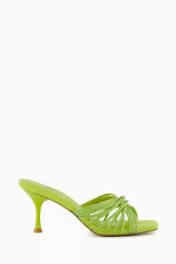 Dune London Green Marquee Leather Ankle Strap Sandals