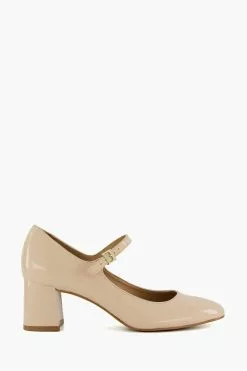 Dune London Alenna Mary Jane Patent Court Nude Shoes