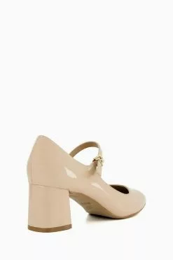 Dune London Alenna Mary Jane Patent Court Nude Shoes -Style Sole Zone N42459s3