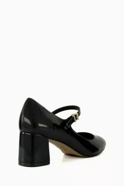 Dune London Alenna Mary Jane Patent Court Black Shoes -Style Sole Zone N42460s3