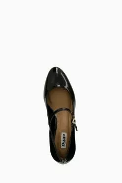 Dune London Alenna Mary Jane Patent Court Black Shoes -Style Sole Zone N42460s4