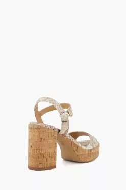 Dune London Natural Jodi Platform Block Heel Sandals -Style Sole Zone N42464s2
