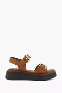 Dune London Natural Loells Buckle Flatform Sandals