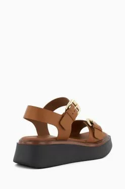 Dune London Natural Loells Buckle Flatform Sandals -Style Sole Zone N42465s3