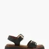 Dune London Loells Buckle Flatform Black Sandals