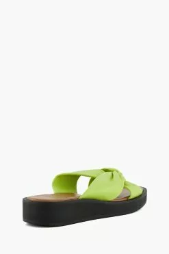 Dune London Green Lizo Knot Flatform Slides -Style Sole Zone N42469s3