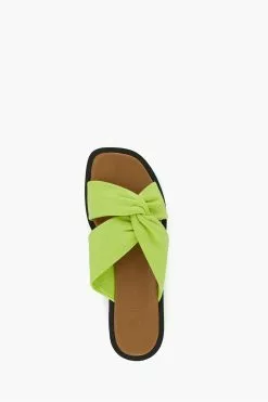 Dune London Green Lizo Knot Flatform Slides -Style Sole Zone N42469s4
