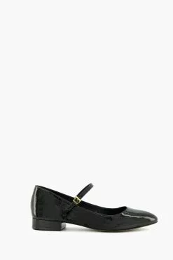 Dune London Hipplie Flat Mary Jane Black Shoes