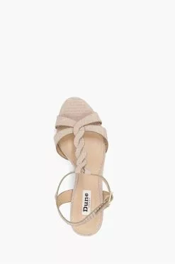 Dune London Red Koala Plait T-Bar Strap Cork Wedges -Style Sole Zone N42500s4