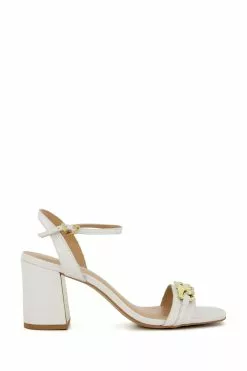 Dune London Manual Chain Trim Block Heel Sandals