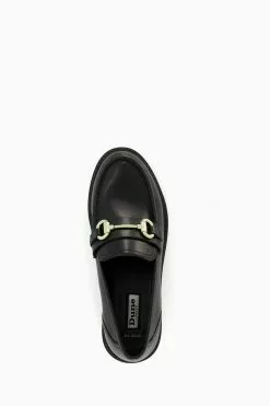 Dune London Wide Fit Gallagher Chunky Snaffle Trim Black Loafers -Style Sole Zone T48559s4