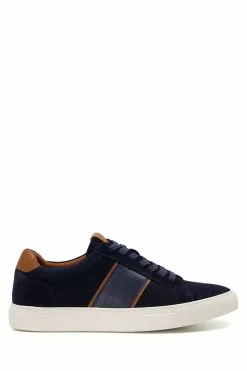 Dune London Blue Tods Melton Suede Cupsole Trainers
