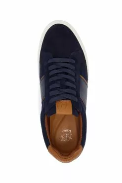 Dune London Blue Tods Melton Suede Cupsole Trainers -Style Sole Zone T4T967s4