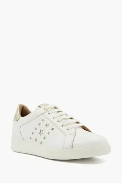 Dune London White Elderflowers Star Stripe Trainers -Style Sole Zone T52161s2