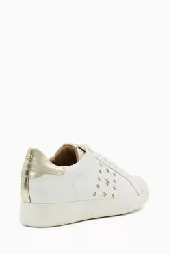 Dune London White Elderflowers Star Stripe Trainers -Style Sole Zone T52161s3