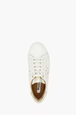 Dune London White Elderflowers Star Stripe Trainers -Style Sole Zone T52161s4