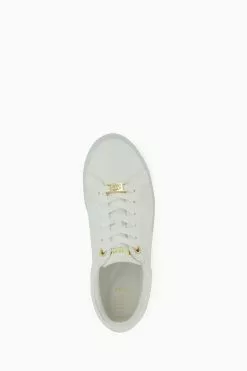 Dune London Wide Fit Everleigh Mix Material Stripe White Trainers -Style Sole Zone T59370s4