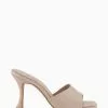 Dune London Cream Magazine Flare Heel Mules -Style Sole Zone T59374s