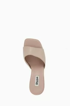 Dune London Cream Magazine Flare Heel Mules -Style Sole Zone T59374s4
