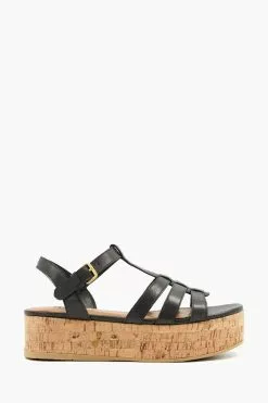 Dune London Lenson Fisherman Flatform Black Sandals