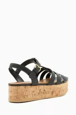 Dune London Lenson Fisherman Flatform Black Sandals -Style Sole Zone T59375s3