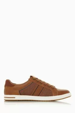 Dune London Brown Trues Stripe Panel Trainers