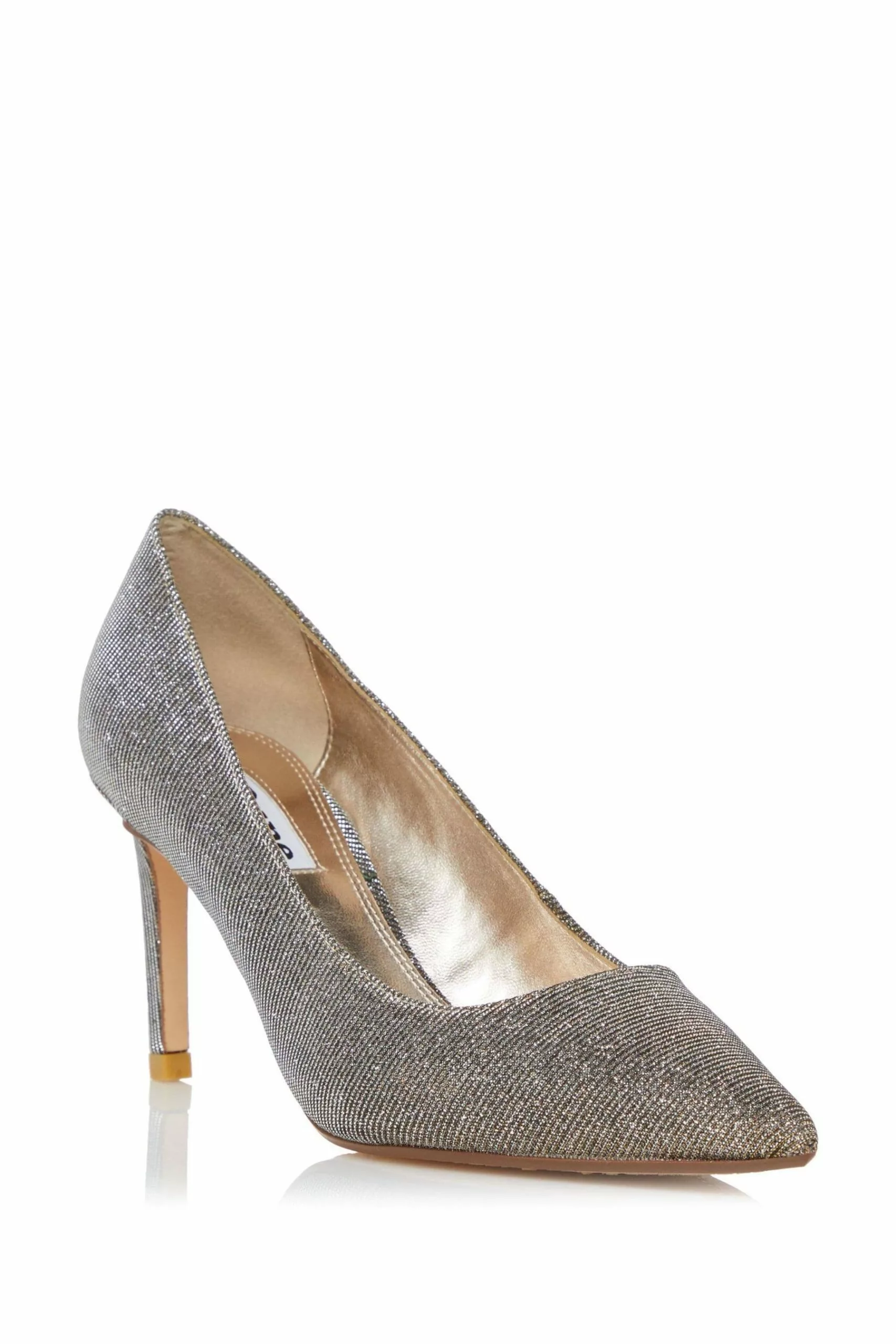 Dune London Metallic Gold Abbigail Pointed Toe Mid Heel Court Shoes 4 Dune London Metallic Gold Abbigail Pointed Toe Mid Heel Court Shoes - Image 2