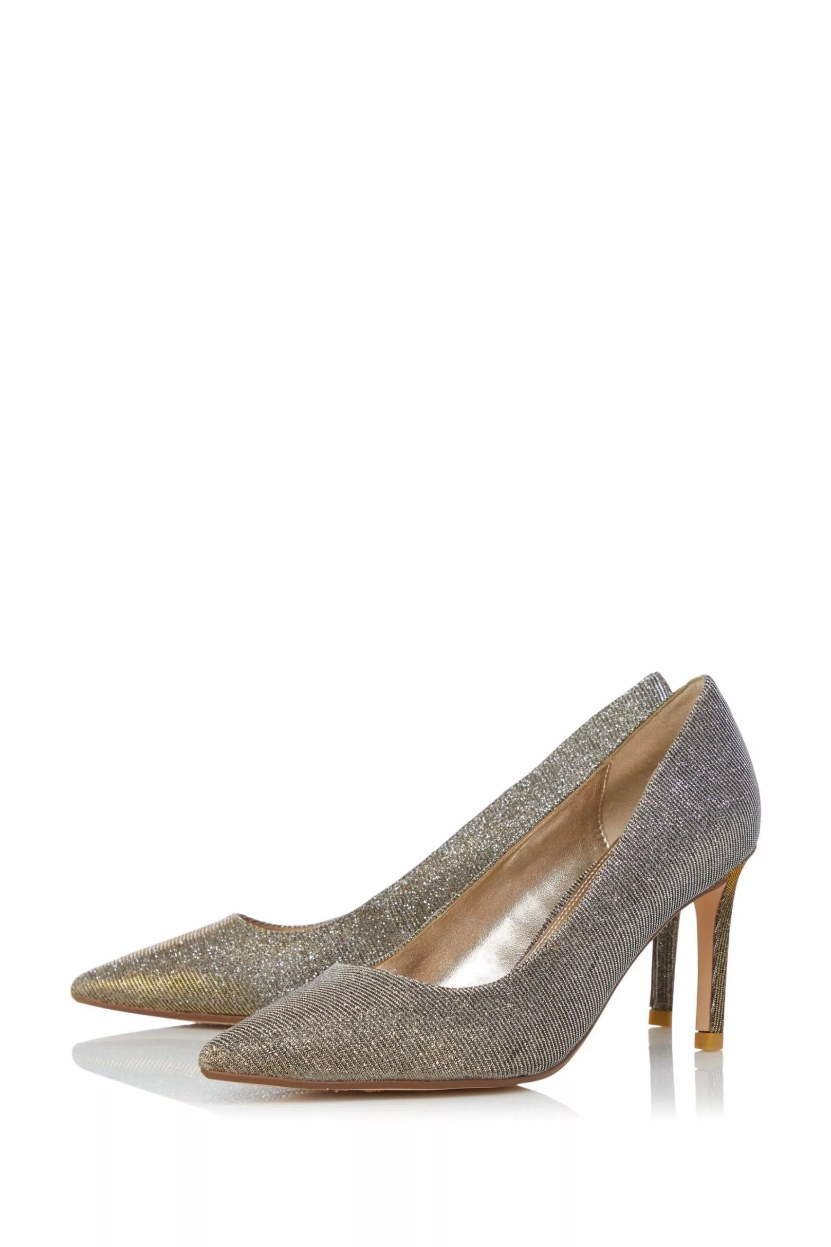 Dune London Metallic Gold Abbigail Pointed Toe Mid Heel Court Shoes 5 Dune London Metallic Gold Abbigail Pointed Toe Mid Heel Court Shoes - Image 3