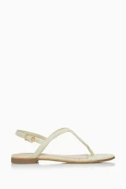 Dune London Womens Natural Longley Woven Strap Flat Sandals