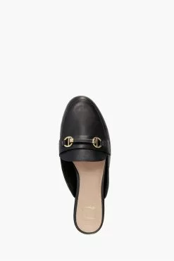 Dune London Black Glowin Backless Snaffle Trim Shoes -Style Sole Zone T87918s4